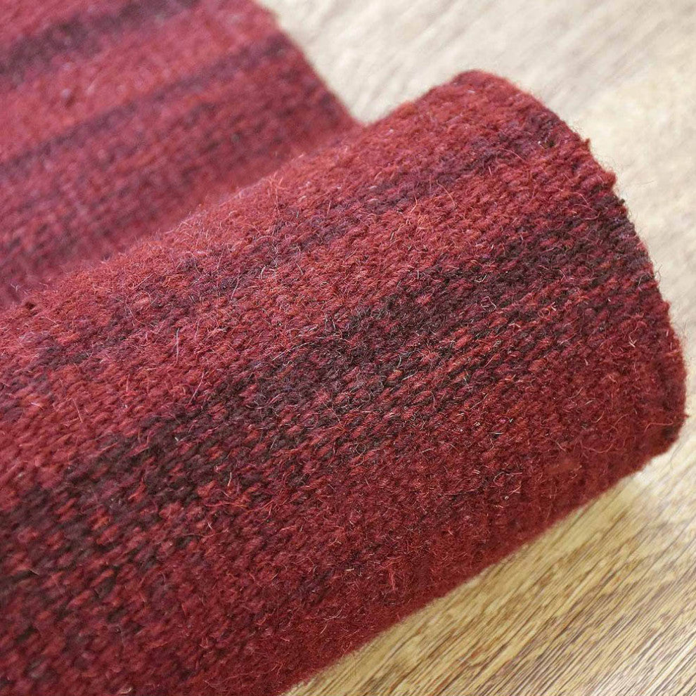 HAND WOVEN FLAT WEAVE KILIM WOOL ECO-FRIENDLY AREA RUGS-Solid,Dark Red