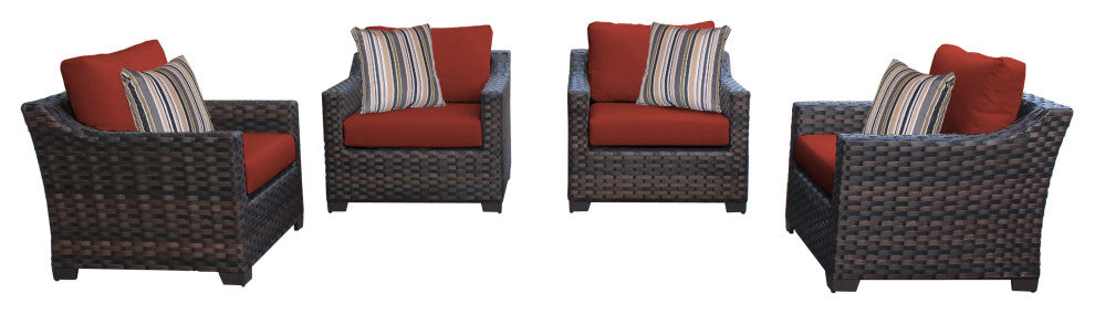 kathy ireland River Brook 4 Piece Wicker Patio Furniture Set, Cinnamon