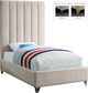 Via Velvet Upholstered Bed, Cream, Twin