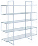 Benzara BM242029 Bookcase, 5 Tempered Glass Shelves/Electroplated Frame Chrome
