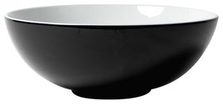 Black and White 15" Round Vessel Above Mount Ceramic Sink