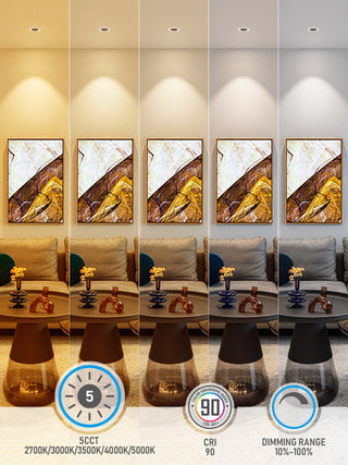 4 Pack LED 5CCT 3" Gimbal Recessed Light, Anti-Glare, Dimmable, ETL