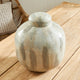 Elegant Enamel Metal Earth Tones Glossy Decorative Jar Cream Pearl White Modern