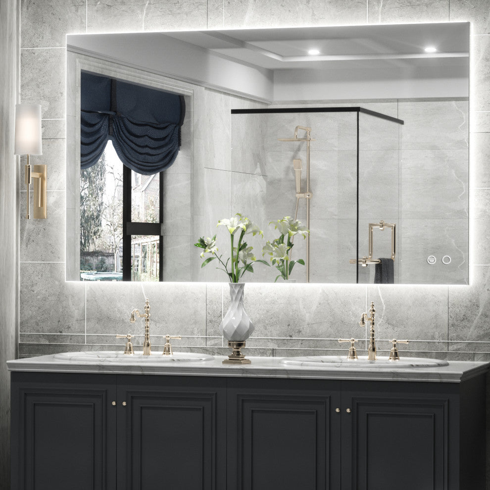 Backlit 3-Color LED Mirror for Bathroom, Anti-Fog Dimmable, 24x40