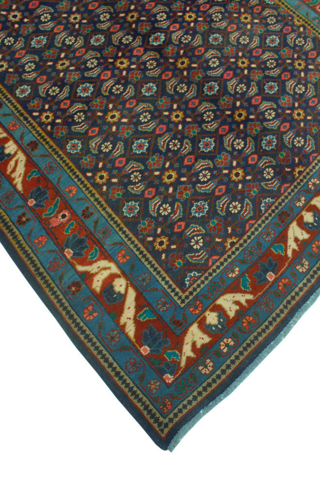 Fine Vintage Distressed Haleh Navy/Rusty-Red Rug, 4'8x9'4