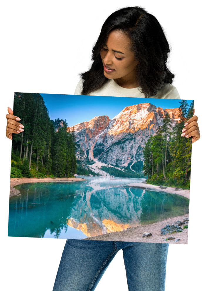 Misty Lake and Snow-cap Mountain Reflections Unframed Wall Art Prints, 16" X 20"