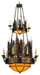 40 Wide Walden Pine 14 Light Two Tier Chandelier