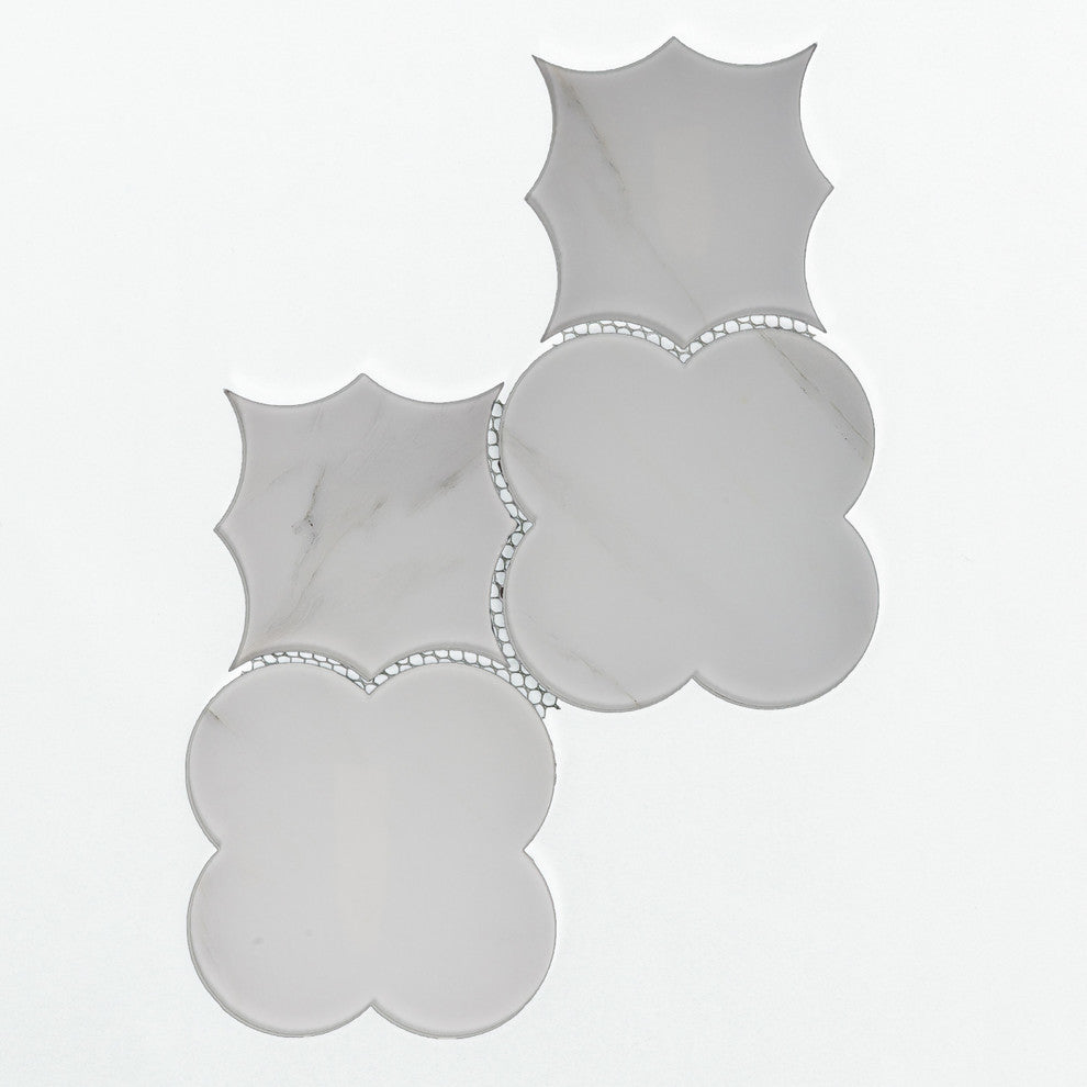 Nature 6 in x 6 in Glass Big Bang Waterjet Mosaic in Calacatta White