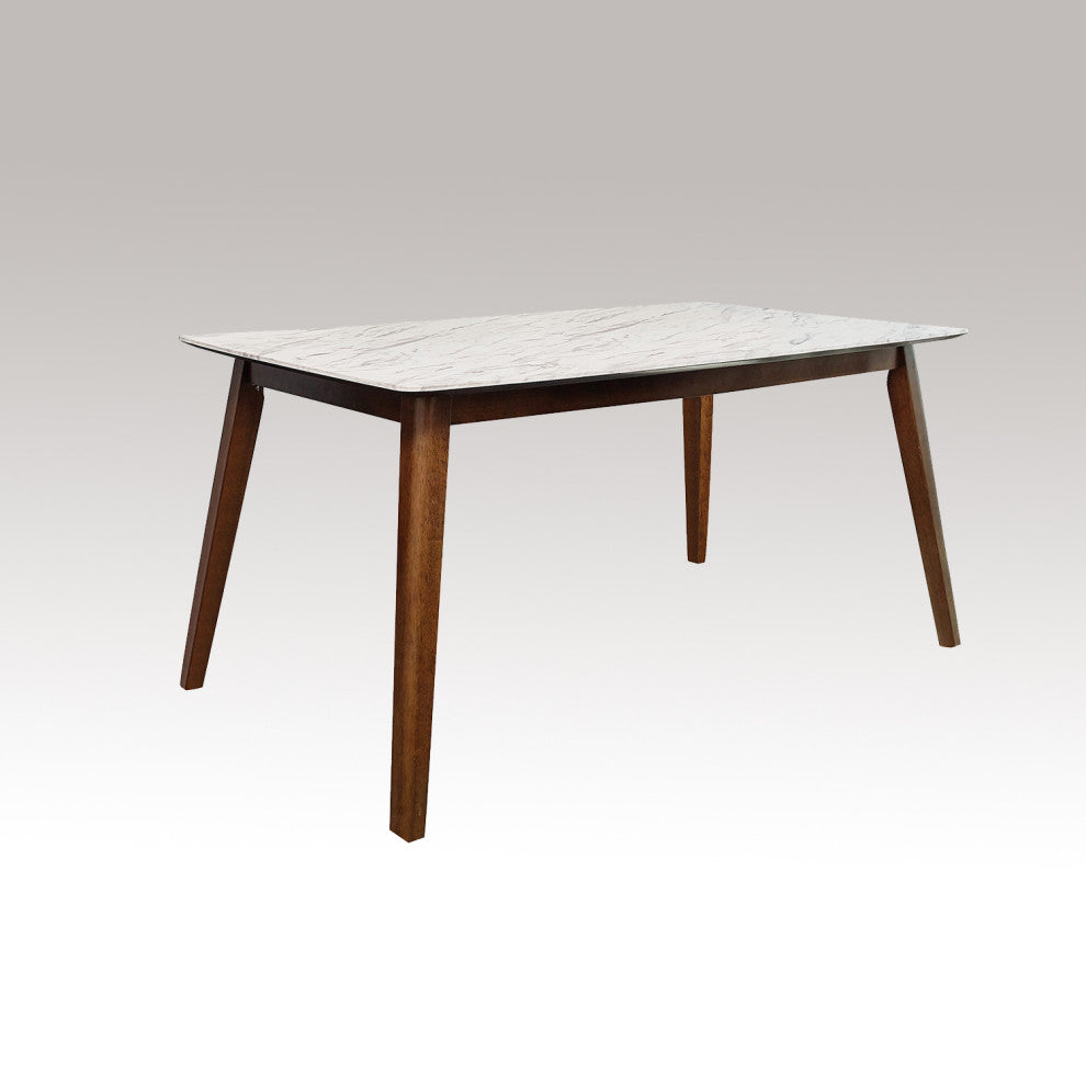 Rectangular Dining Table, White and Natural Walnut