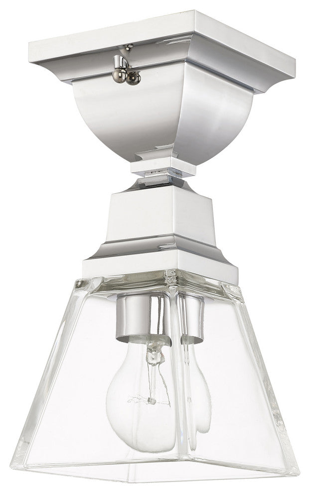 Livex Lighting Mission 1 Light Polished Chrome Semi-Flush