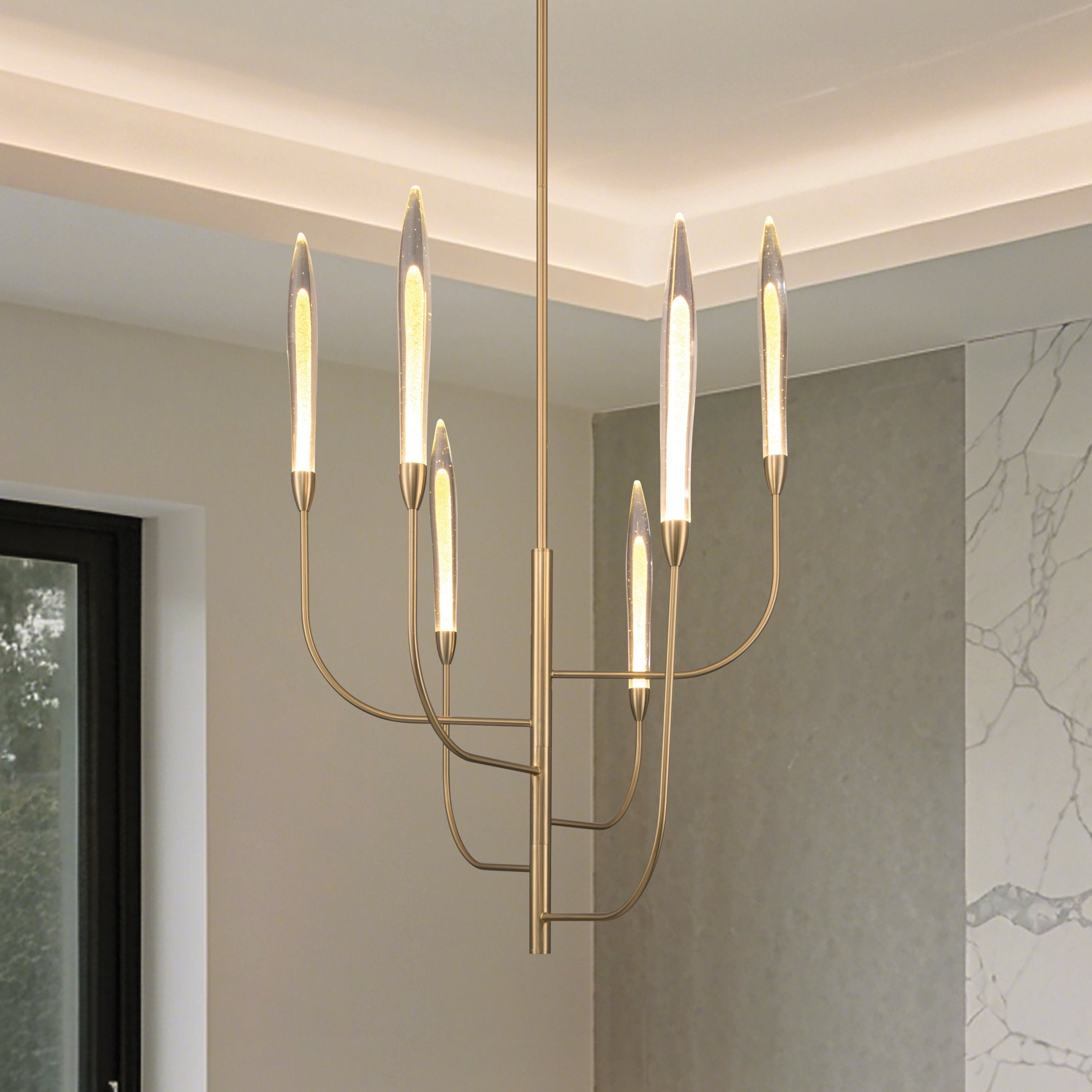 Calle 6-Light LED Chandelier, Brass