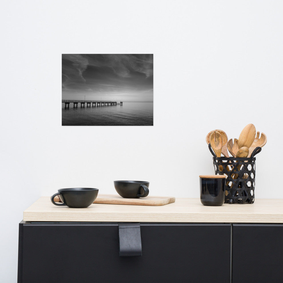 End of the Pier Landscape Photo, Beach Unframed Wall Art Print, 11" X 14"