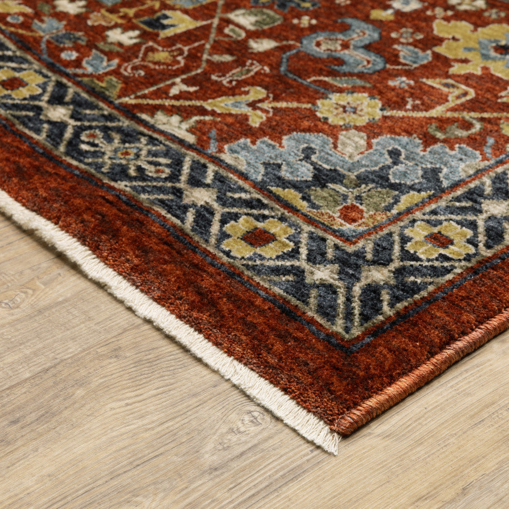 Augustus Persian Inspired Indoor Area Rug, Red, 5'3"x7'6"