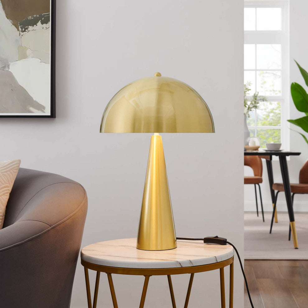 Table Lamp, Gold, Metal, Modern, Mid Century Kitchen Cafe Bistro Hospitality