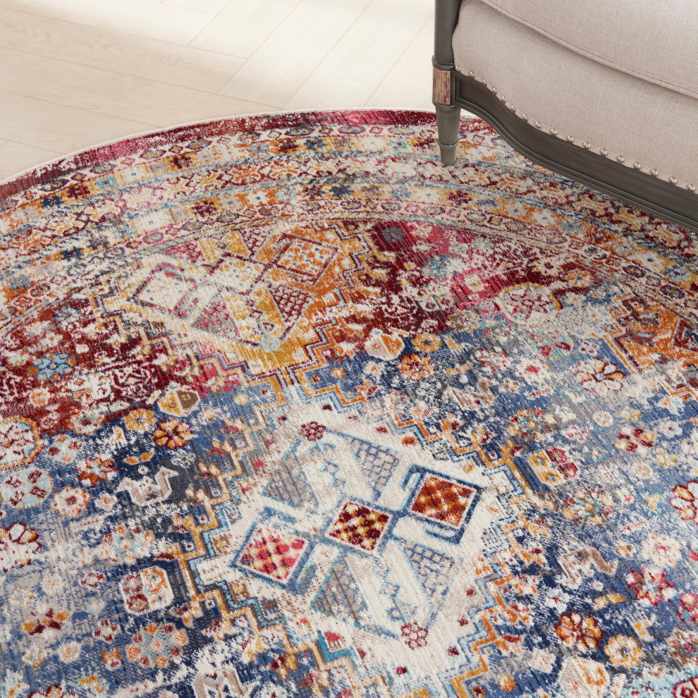 Nourison Vintage Kashan 6' x Round Multicolor Vintage Indoor Area Rug