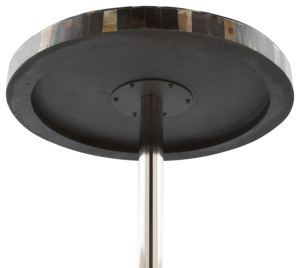 HomeRoots Earth Tones Marble Check and Aluminum Side Table