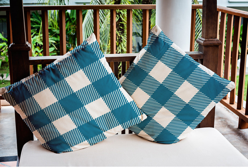 Buffalo Plaid Indoor/Outdoor Throw Pillow, Unreal Teal, 18"x18"