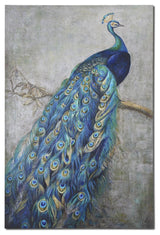 Uttermost 32234 Proud Papa Beautiful Peacock Wall Art Painting - Burlap