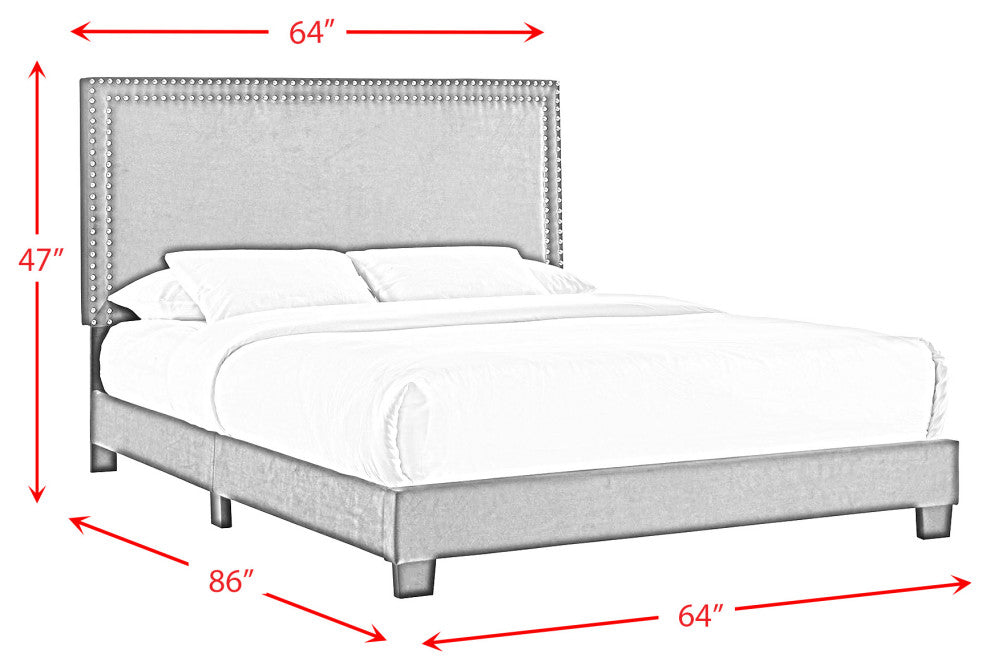Picket House Furnishings Emery Upholstered Queen Bed With 2 Nightstands in Green