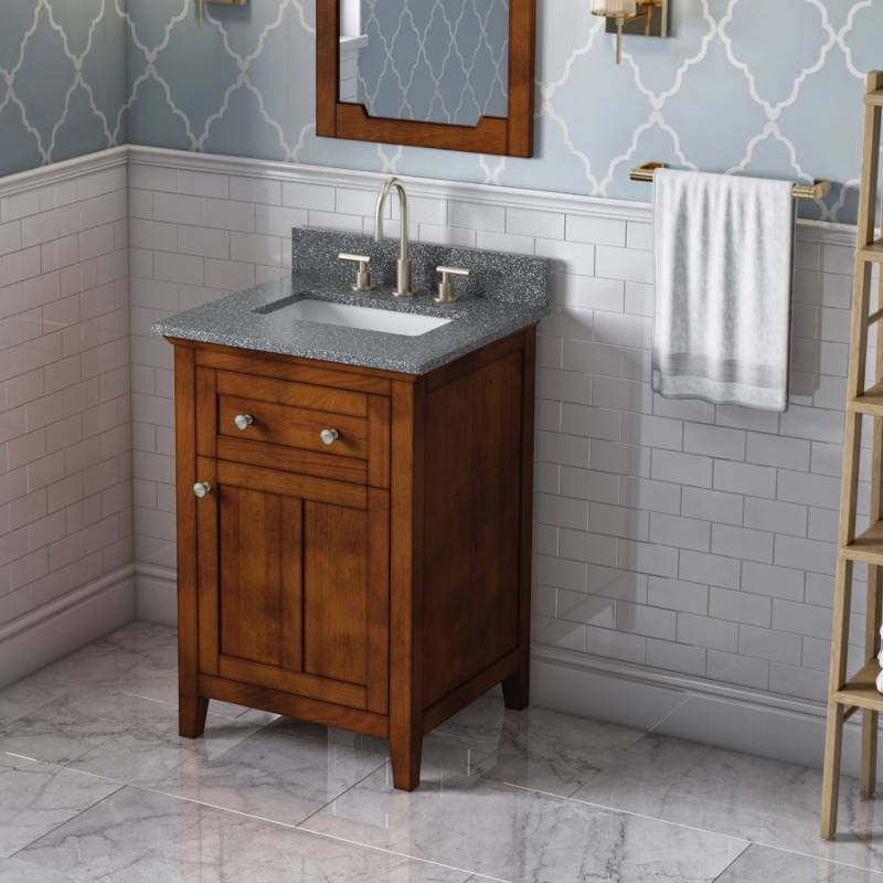 Chatham Traditional 24" Chocolate Single Sink Vanity, Boulder Cultured Marble Va