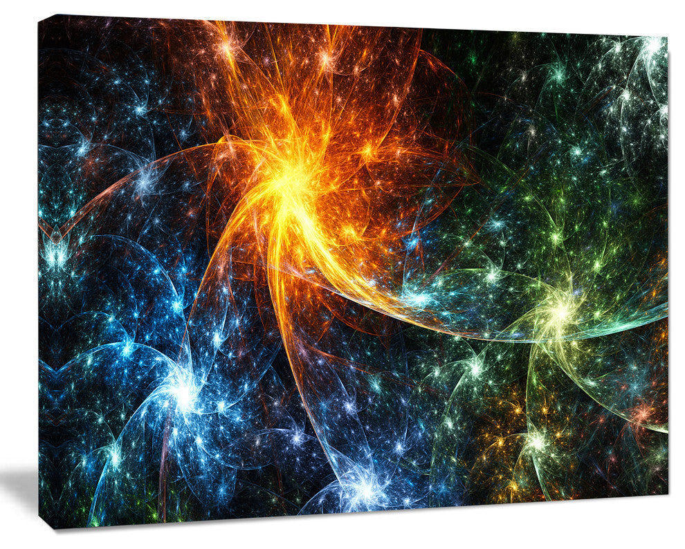 Colorful Fireworks with Stars, Abstract Canvas Art Print, 20x12