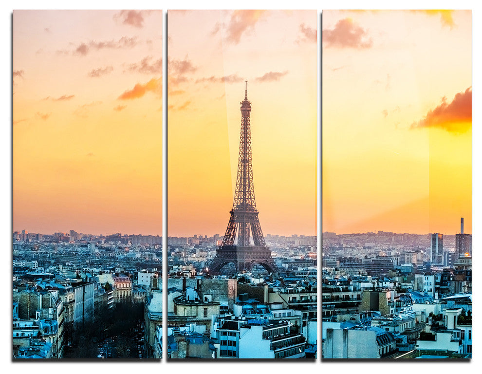 "Eiffel at Sunrise in Paris" Photography Metal Wall Art, 3 Panels, 36"x28"