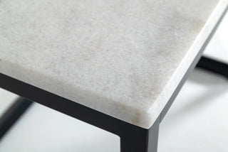 Modrest Baca White Marble, Black Metal End Table