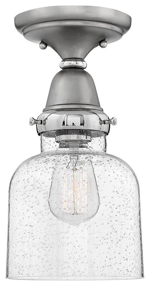 Hinkley Academy Extra Small Cylinder Glass Flush Mount, English Nickel