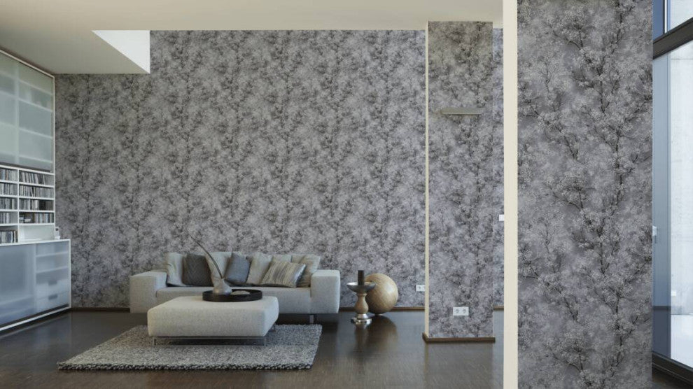Floral Textured Wallpaper Featuring Tree Branches And Leaves, 374201