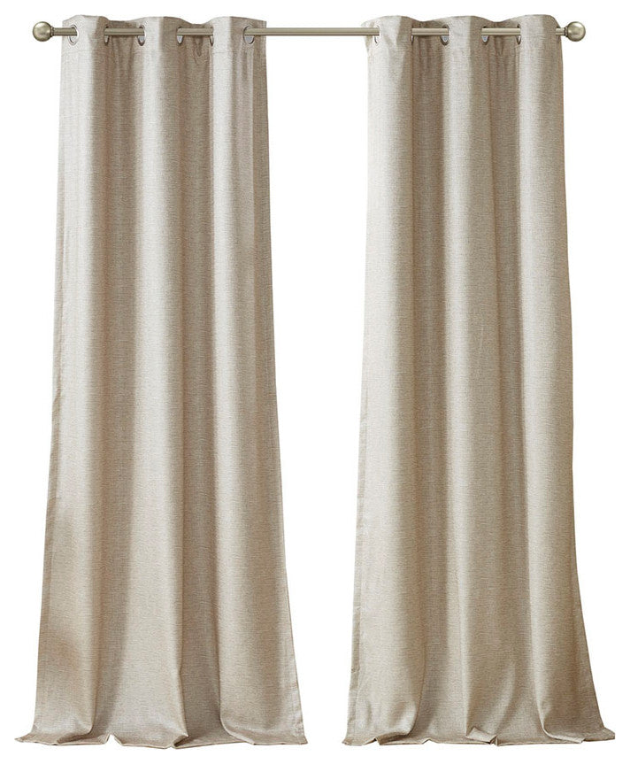 Madison Park Tonal Printed Faux Silk Room Darkening Curtain Panel Pair