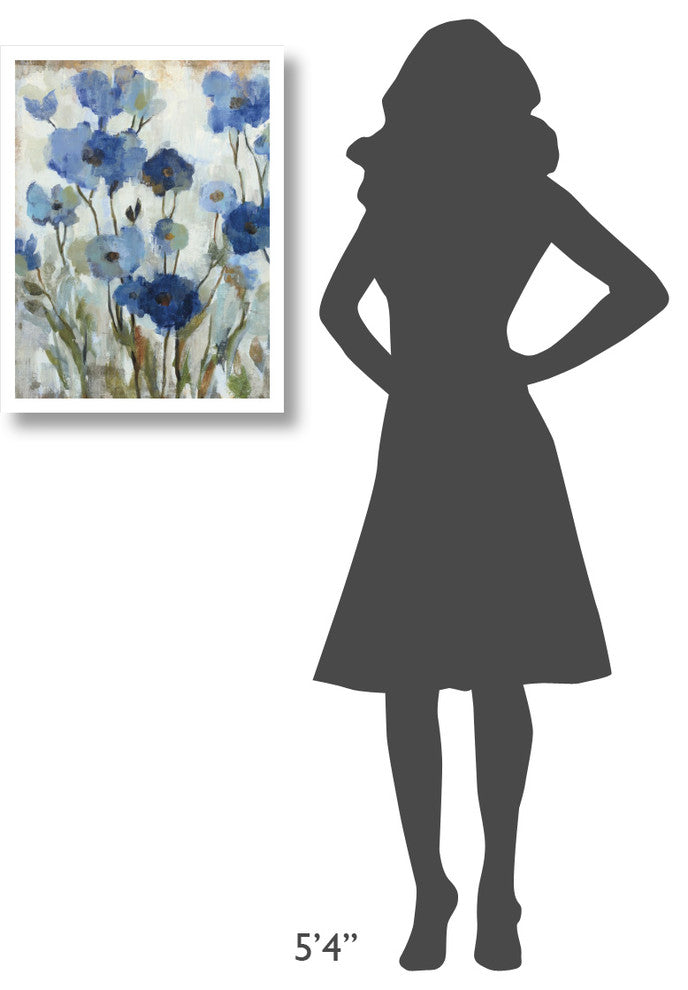 "Abstracted Floral in Blue II" Digital Paper Print by Silvia Vassileva, 20"x26"