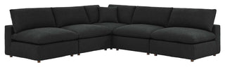 Commix Down Filled Overstuffed Boucle Fabric 5-Piece Sectional Sofa, Black