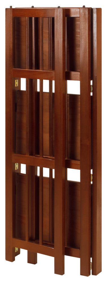 3-Shelf Folding Bookcase 14" Wide, Walnut