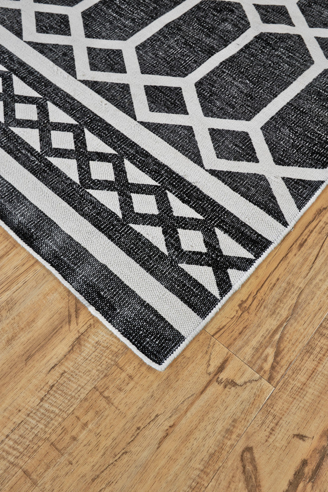 Weave & Wander Granada Flatweave Black / White Transitional Area Rug