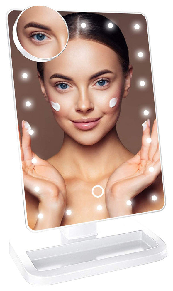 Touch XL Dimmable LED Makeup Mirror with Bluetooth, White