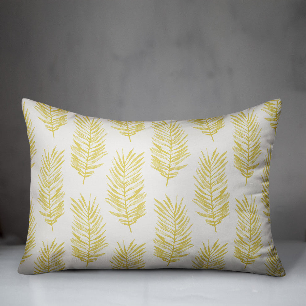 Yellow Fern Leaves 20x14 Indoor/Outdoor Pillow