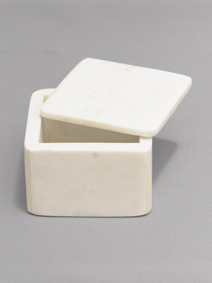 White Marble Box, Lid, Small