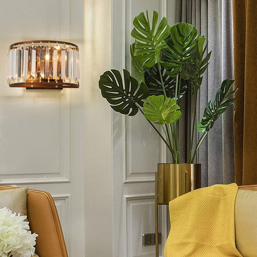 Luxury Crystal Wall Lamp in American Style for Living room, Bedroom, Brown