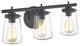 3 Light 20" Black Vanity Bath Light with closed clear glass