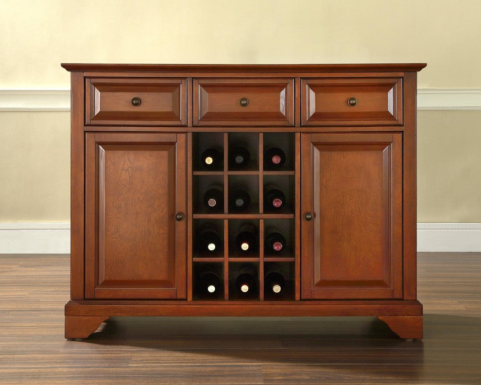 LaFayette Buffet Server / Sideboard Cabinet, Wine Storage, Classic Cherry