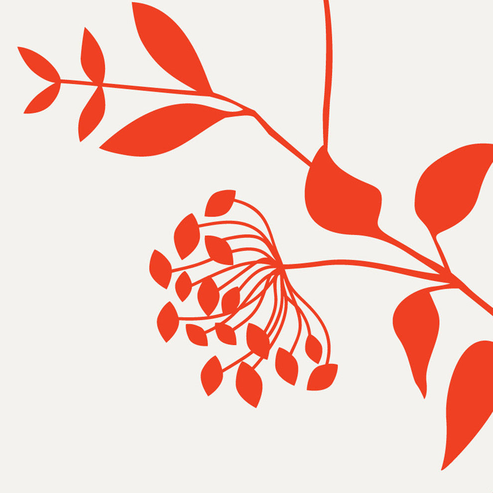 Branch Flower Peel and Stick Vinyl Wallpaper, Orange, 24"w X 108"h