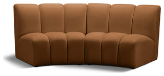 Infinity Channel Tufted Velvet Modular Chair, Saddle, 2 Piece