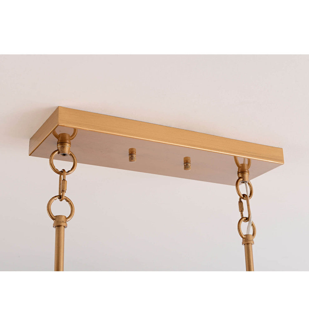 Belle Brushed Brass 8-Light Teardrop Rectangle Larger Chandelier
