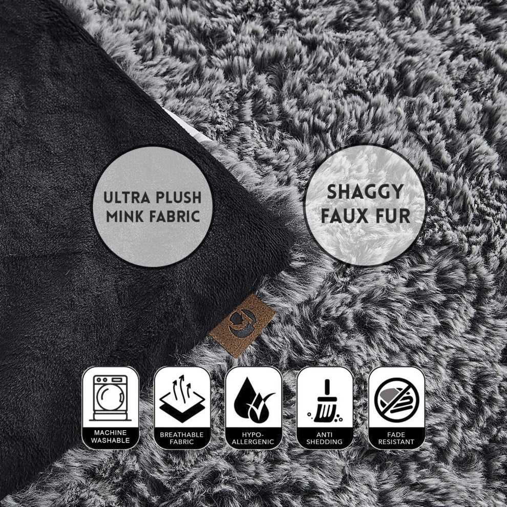 Inspired Home Lucius Throw Two Tone, Polyester 50"x60", Black