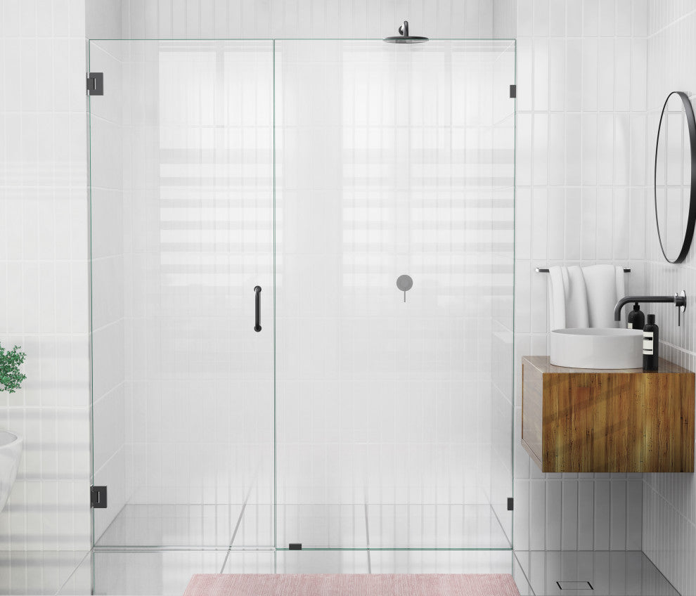 78"x75.5" Frameless Shower Door Wall Hinge, Matte Black