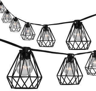 10-Light Indoor/Outdoor 10' Contemporary G40 String Lights, Black