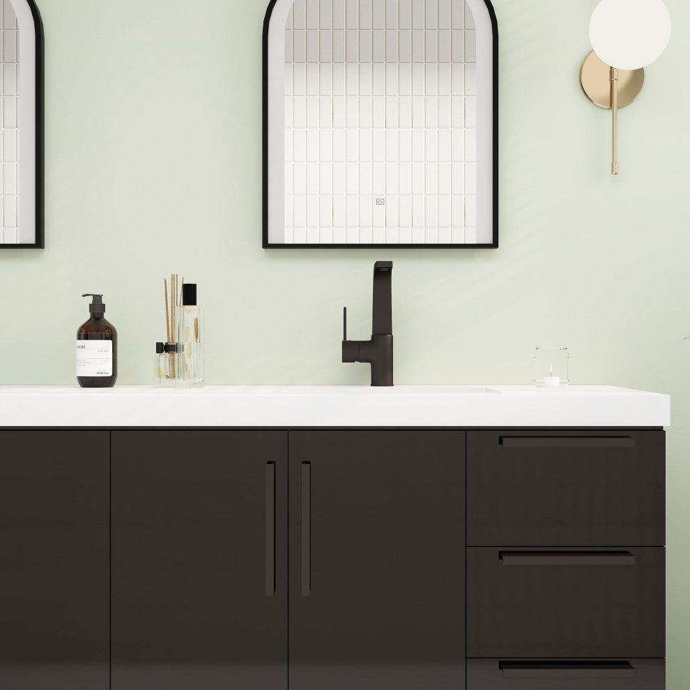 Carla 72" Freestanding Bathroom Vanity With Double Sink, Gloss Black
