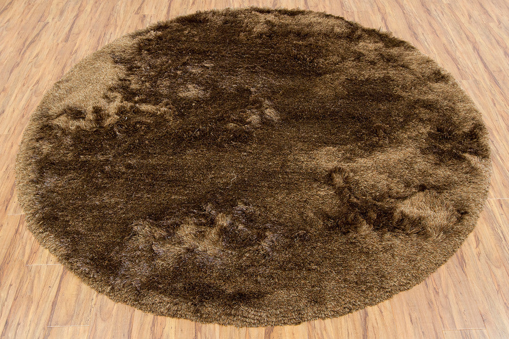 Naya Contemporary Area Rug, Brown, 7'9" Round