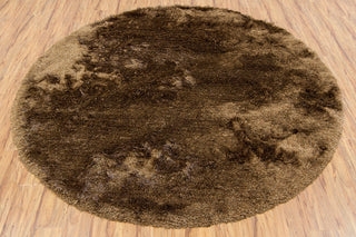 Naya Contemporary Area Rug, Brown, 7'9" Round