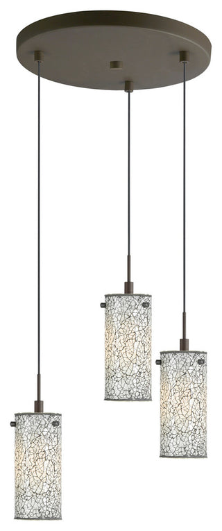 Tube 3-Light Cluster Pendant, Bronze, Mosaic White